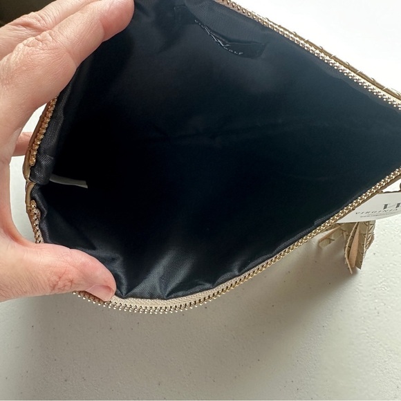 Virginia Wolf NYC Metallic Woven “Mimi” Pouch Vegan Leather Clutch - Picture 4 of 7